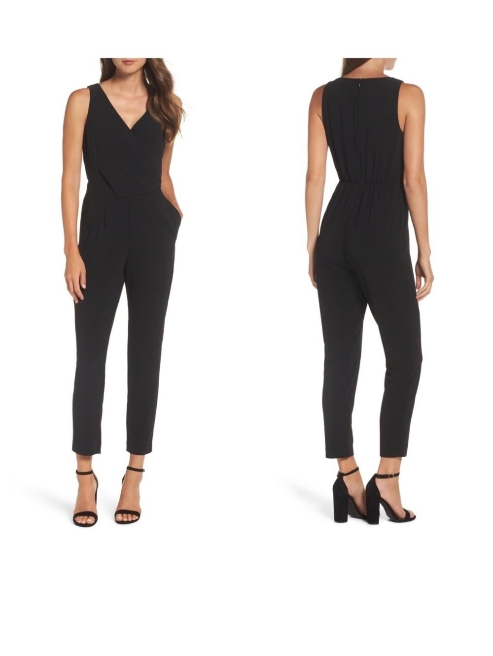Ali & Jay Asymmetrical Draped Slim Leg Black Jumpsuit NWOT XS $138